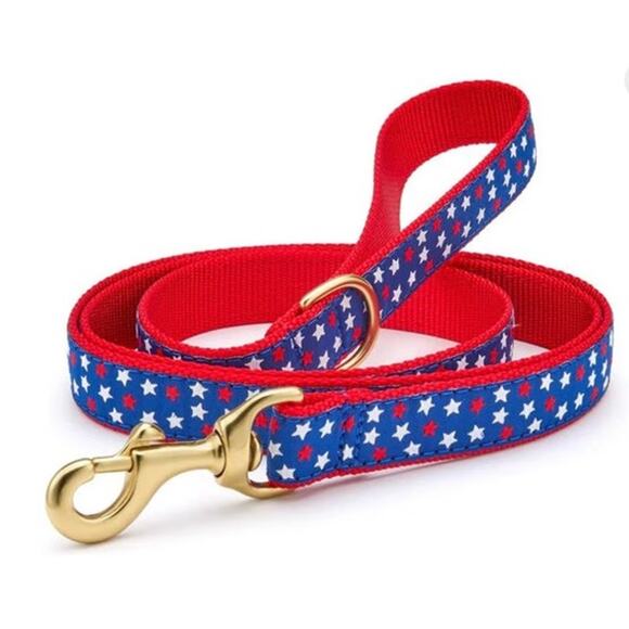 Up Country Red, White, Blue Star Print Dog Leash - Picture 1 of 1